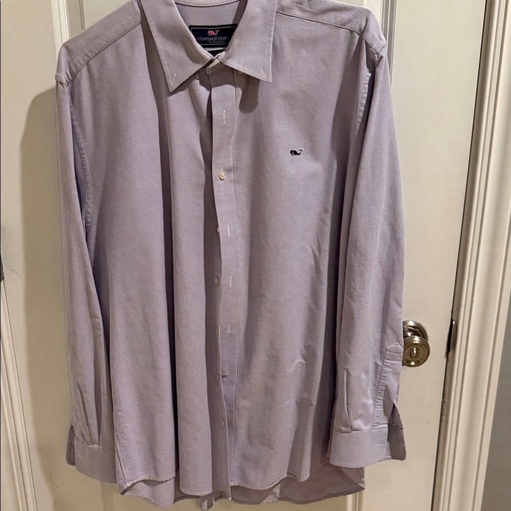 Vineyard Vines Men’s Lavender Long-Sleeve Slim-fit Button-Down Shirt, Size XL